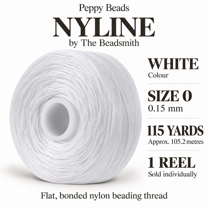 Beadsmith NYLINE White Nylon Beading Thread – Size 0 0.15mm