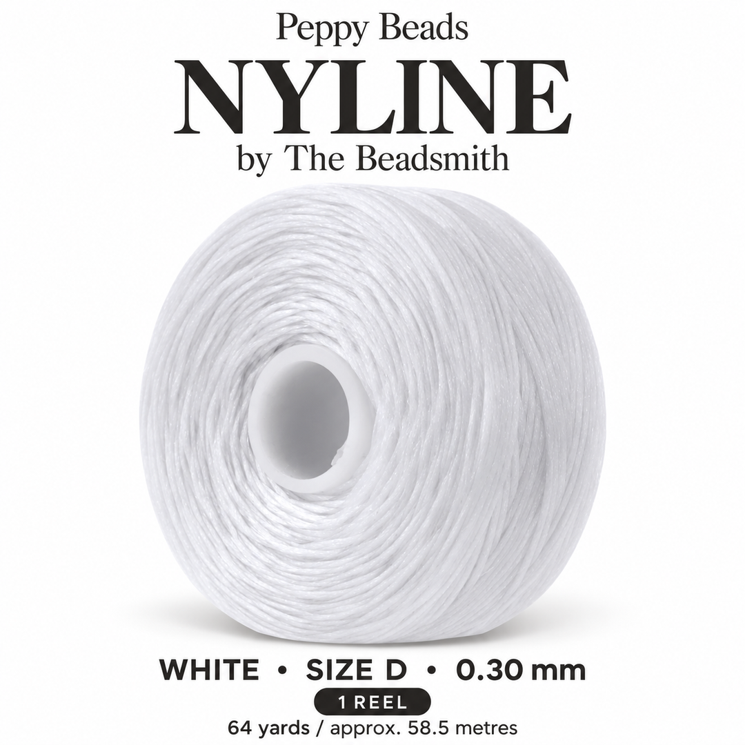 Beadsmith NYLINE White Nylon Beading Thread – Size D 0.30mm
