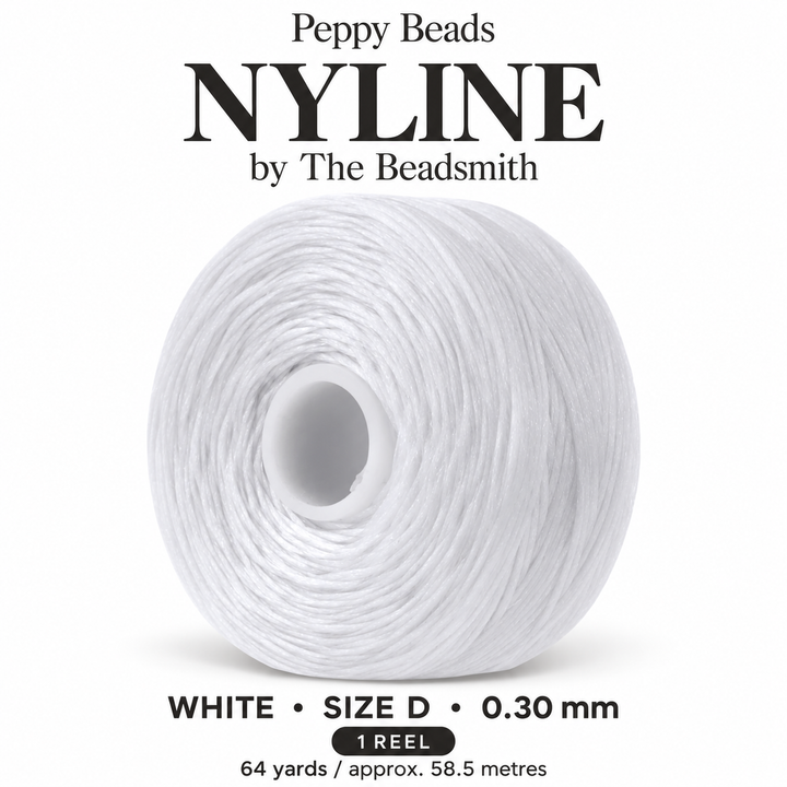 Beadsmith NYLINE White Nylon Beading Thread – Size D 0.30mm