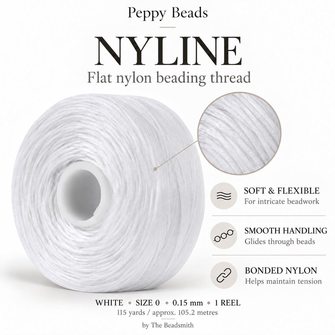 Beadsmith NYLINE White Nylon Beading Thread – Size 0 0.15mm