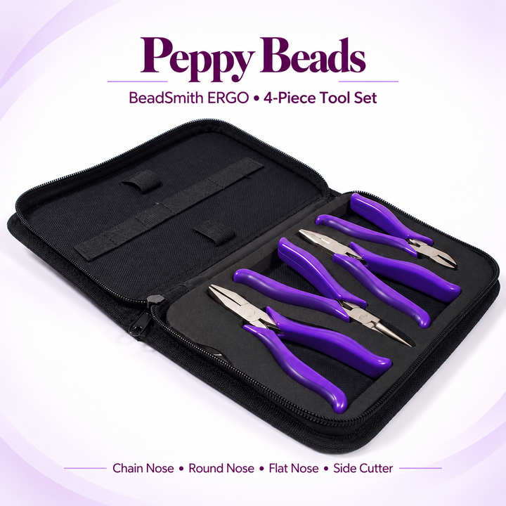 Ensemble de mini pinces 4 pièces avec poignées violettes, ensemble de pinces Beadsmith