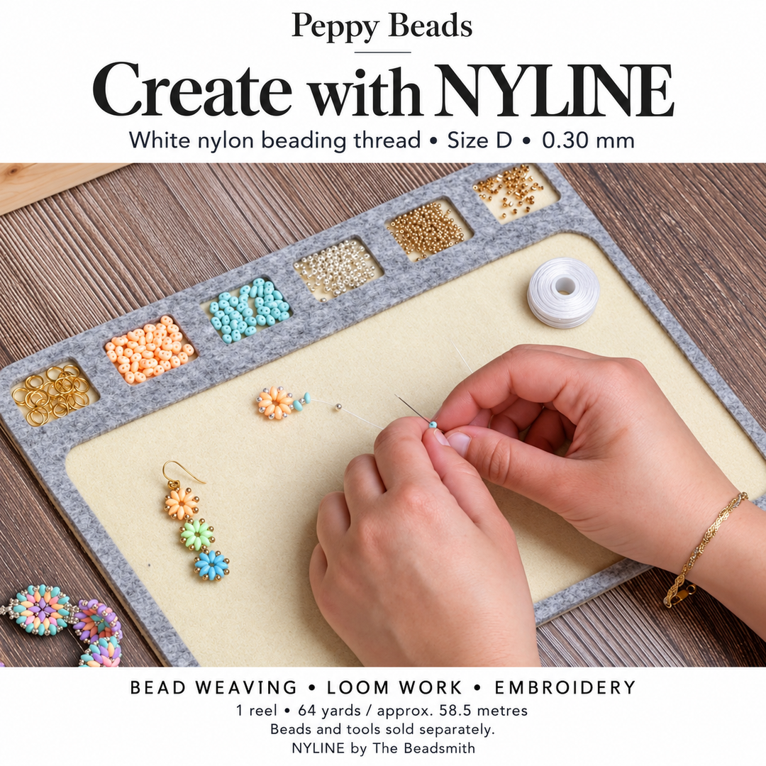 Beadsmith NYLINE White Nylon Beading Thread – Size D 0.30mm