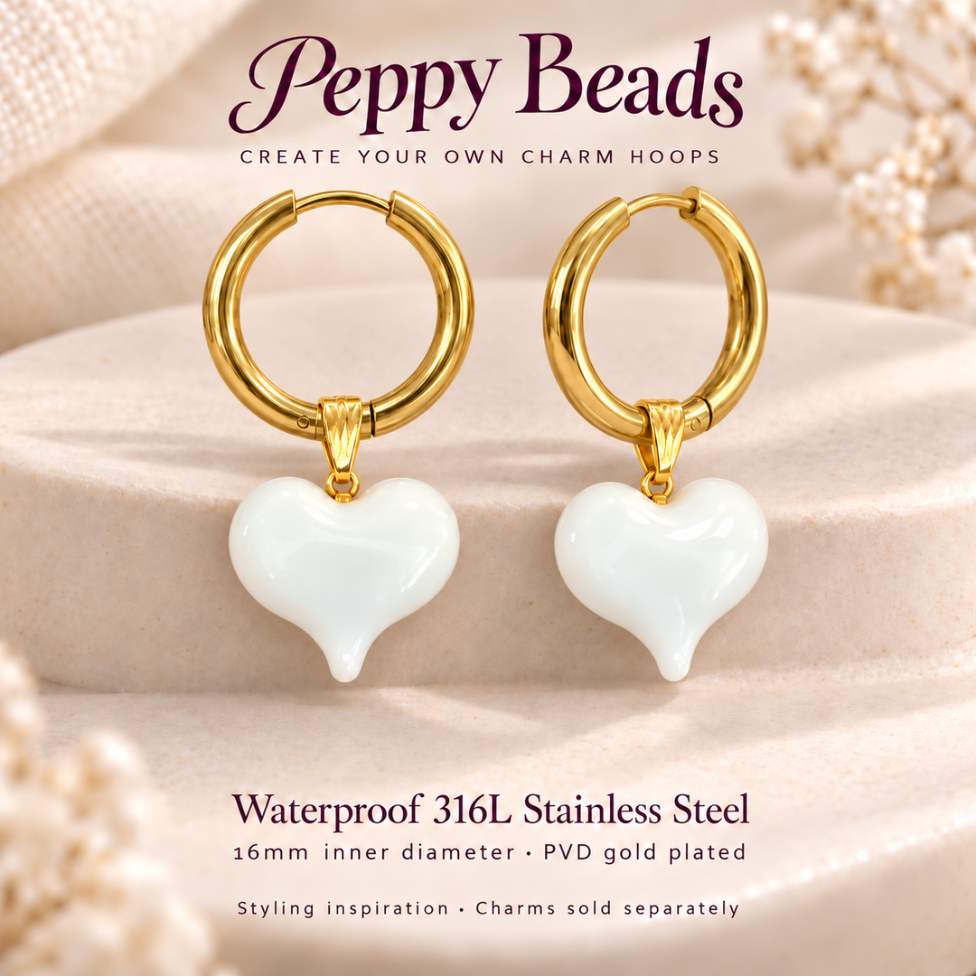 Waterproof 316L Stainless Steel Huggie Hoop Earrings – PVD Gold Plated, 16mm Inner Diameter, 1 Pair