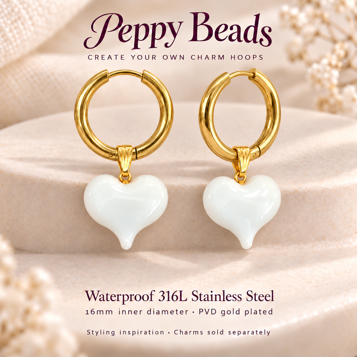 Waterproof 316L Stainless Steel Huggie Hoop Earrings – PVD Gold Plated, 16mm Inner Diameter, 1 Pair