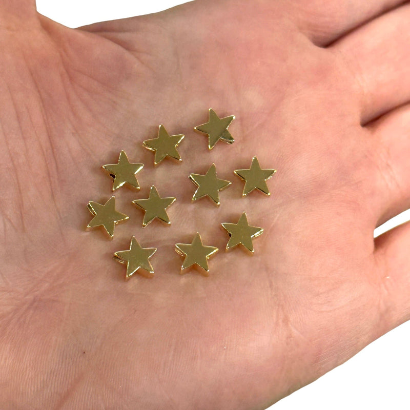 24Kt Gold Plated Star Spacer Charms, 8mm  Gold Star Charms, 10 pcs in a pack