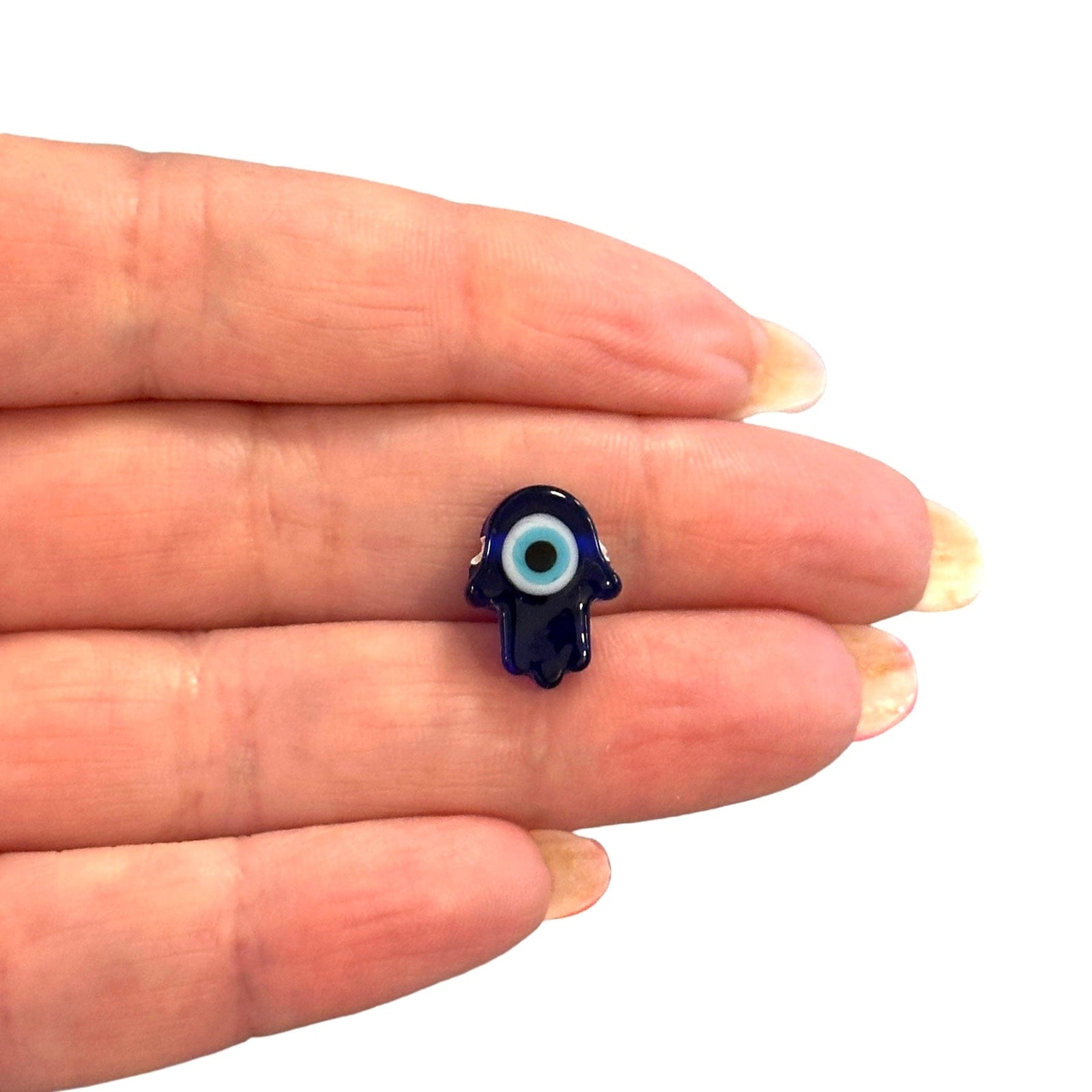 Hand Made Murano Glass Navy Hamsa Charm