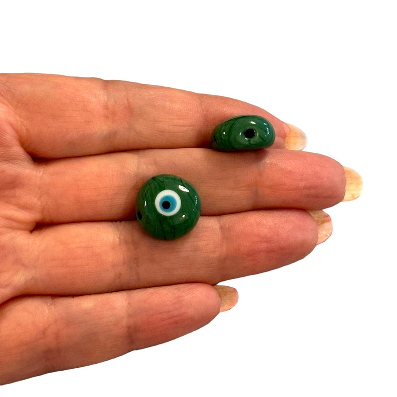 Hand Made Murano Glass Green Evil Eye Charm