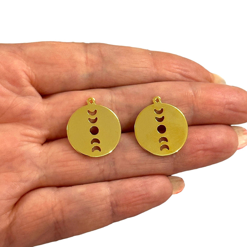 24Kt Gold Plated Brass Phases of Moon Charms,2 pcs in a pack