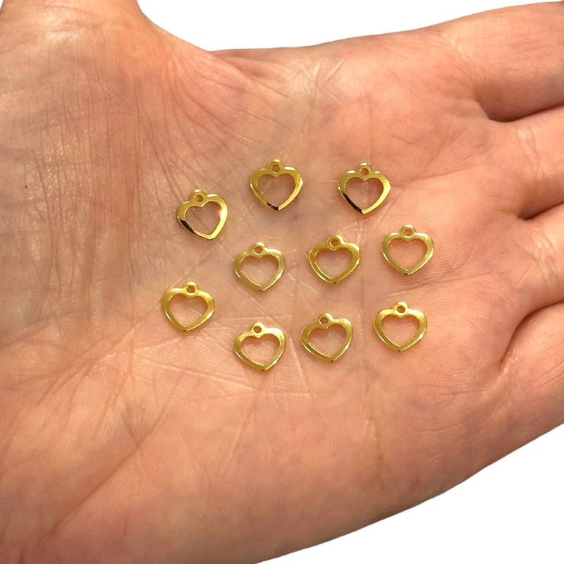 Breloques en forme de cœur plaqué or 24 carats, 10 pièces dans un paquet