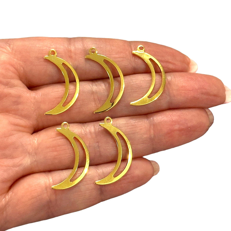 24Kt Gold Plated Crescent Charms, 5 pcs in a pack