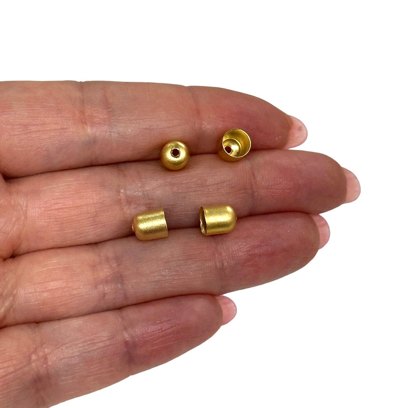 24Kt Matte Gold Plated Bead Caps, Gold Plated Tassel Caps 4 pcs in a pack