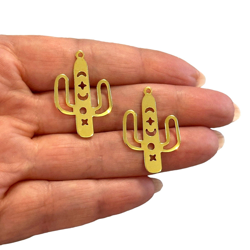 24Kt Gold Plated Cactus Charms,2 pcs in a pack