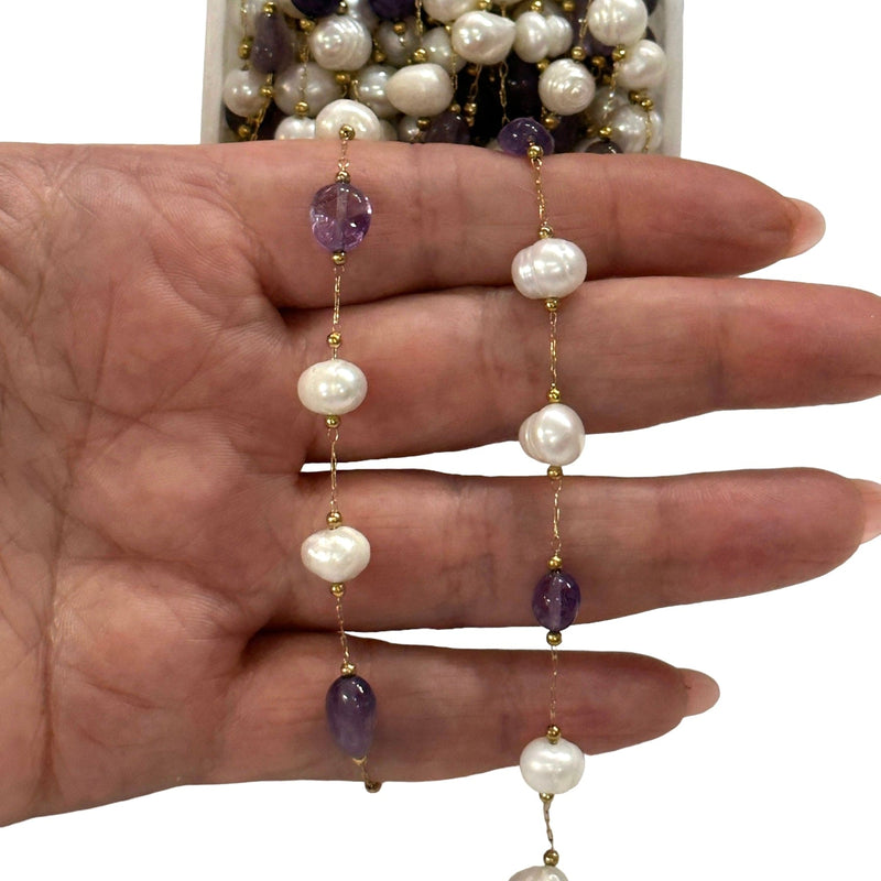 Achat-Rosenkranzkette, 24 Karat vergoldete Edelsteinkette,