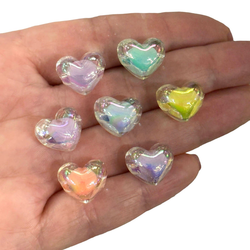 Perles de coeur en acrylique, perles d&