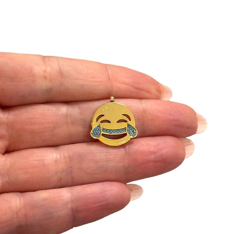 24Kt Gold Plated CZ Micro Pave Emoji Charm