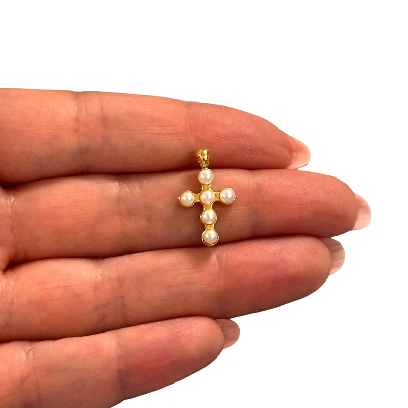 24Kt Gold Plated Stunning Pearly Cross Pendant