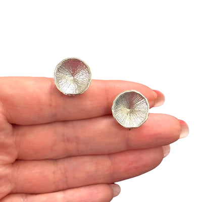 Rhodium Plated Brass Stud Earrings, 2 pcs in a pack,