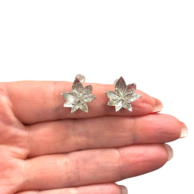 Rhodium Plated Brass Stud Earrings, 2 pcs in a pack,
