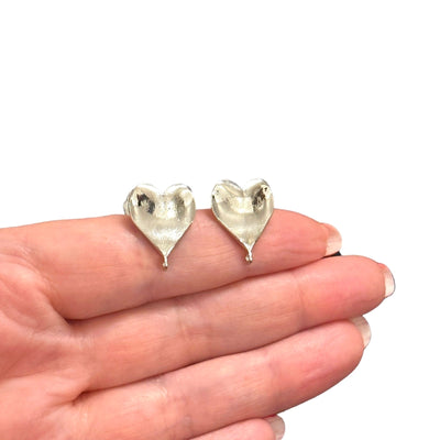 Rhodium Plated Brass Stud Earrings, 2 pcs in a pack,