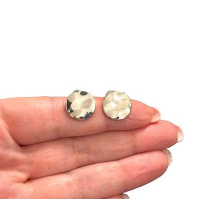 Rhodium Plated Brass Stud Earrings, 2 pcs in a pack,