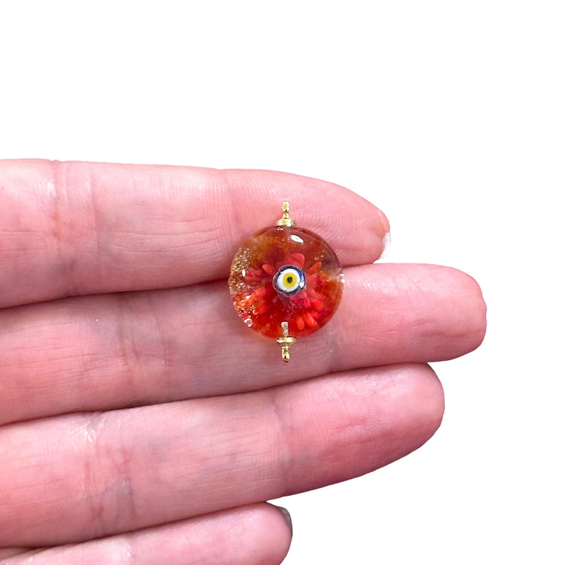 Hand Made Murano Glass Connector Charm With 24Kt Gold Plated Pins on Both Sides