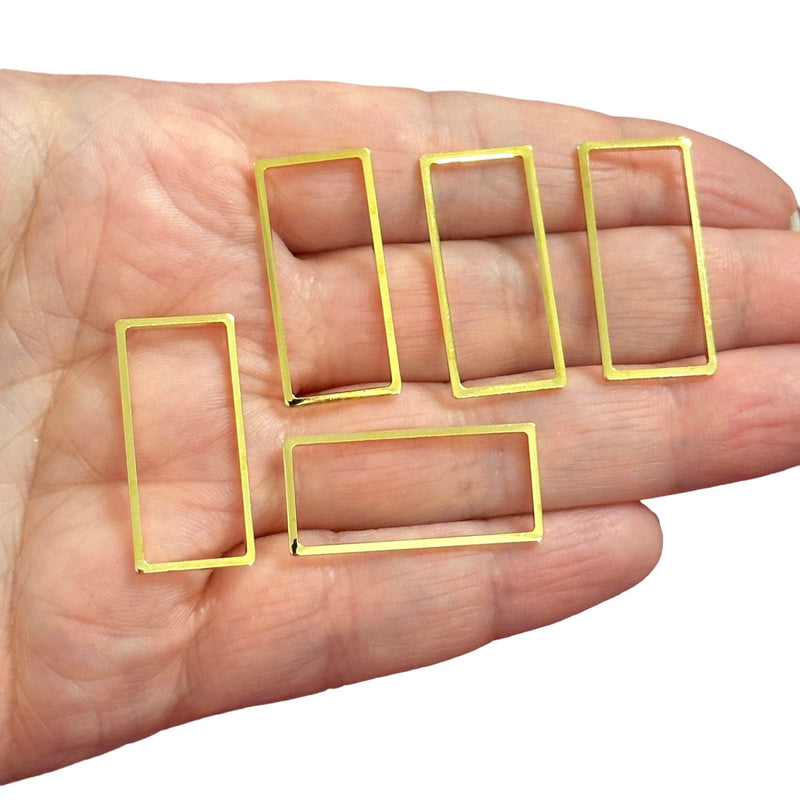 Charmes rectangulaires plaqués or 24 carats 28x13 mm, charmes de connecteur rectangle en or, 5 pièces dans un paquet
