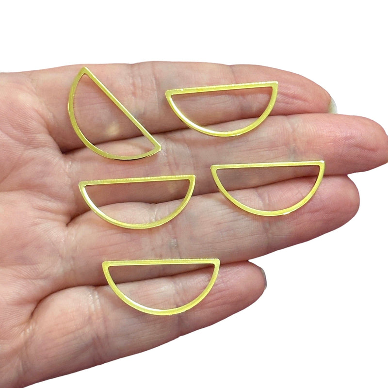 24Kt Gold Plated 26x12mmSemicircle Charms, Gold Oval Semicircle Charms, 5 pcs in a pack