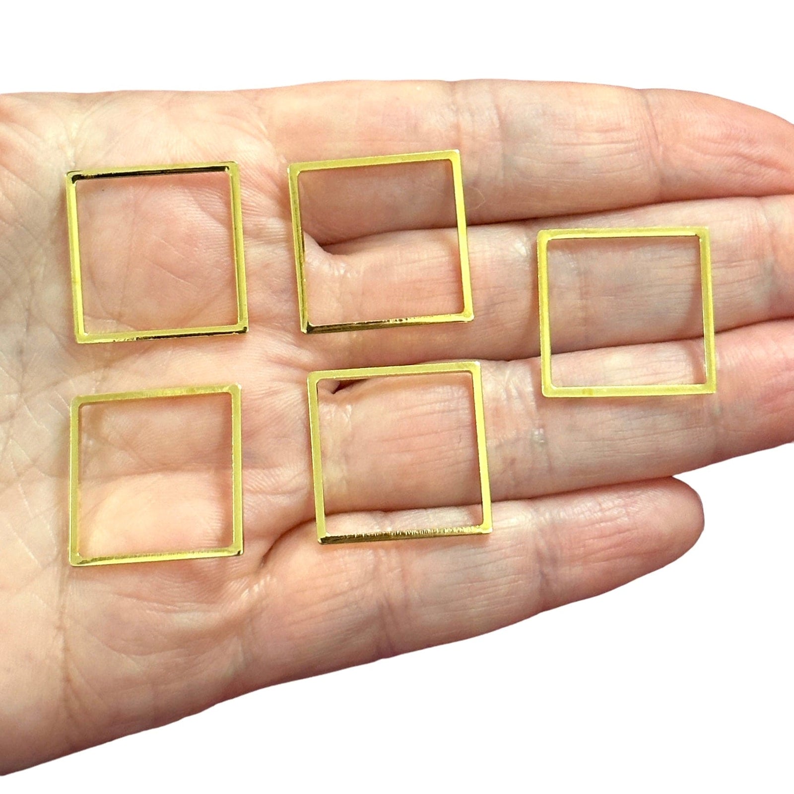24Kt Gold Plated 20mm Square Charms, Gold Square Connector Charms, 5 pcs in a pack