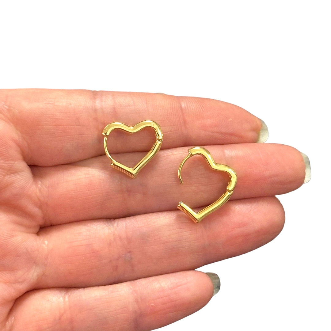 24Kt Gold Plated Dainty Heart Hoop Earrings,Heart Leverback Earrings, Heart Huggie Earrings,Delicate Heart Earrings