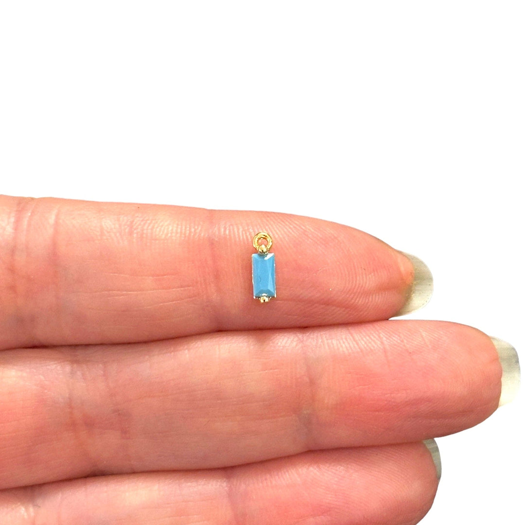 Birthstone Baguette 24Kt Gold Plated CZ Charms, Mini Birthstone CZ Charms