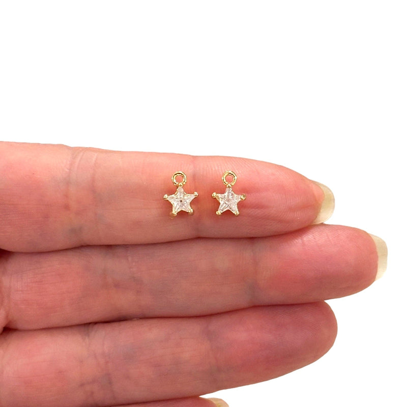 18K Gold Plated CZ Star Charms, 2 Pcs in a pack