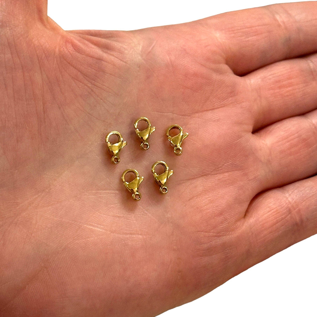 Stainless Steel 24Kt Gold Plated 9mm Lobster Clasps, 5 pcs in a pack