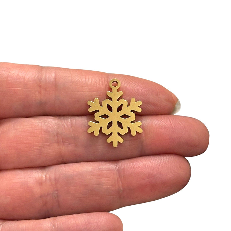 Stainless Steel 24Kt Gold Plated Snowflake Charm