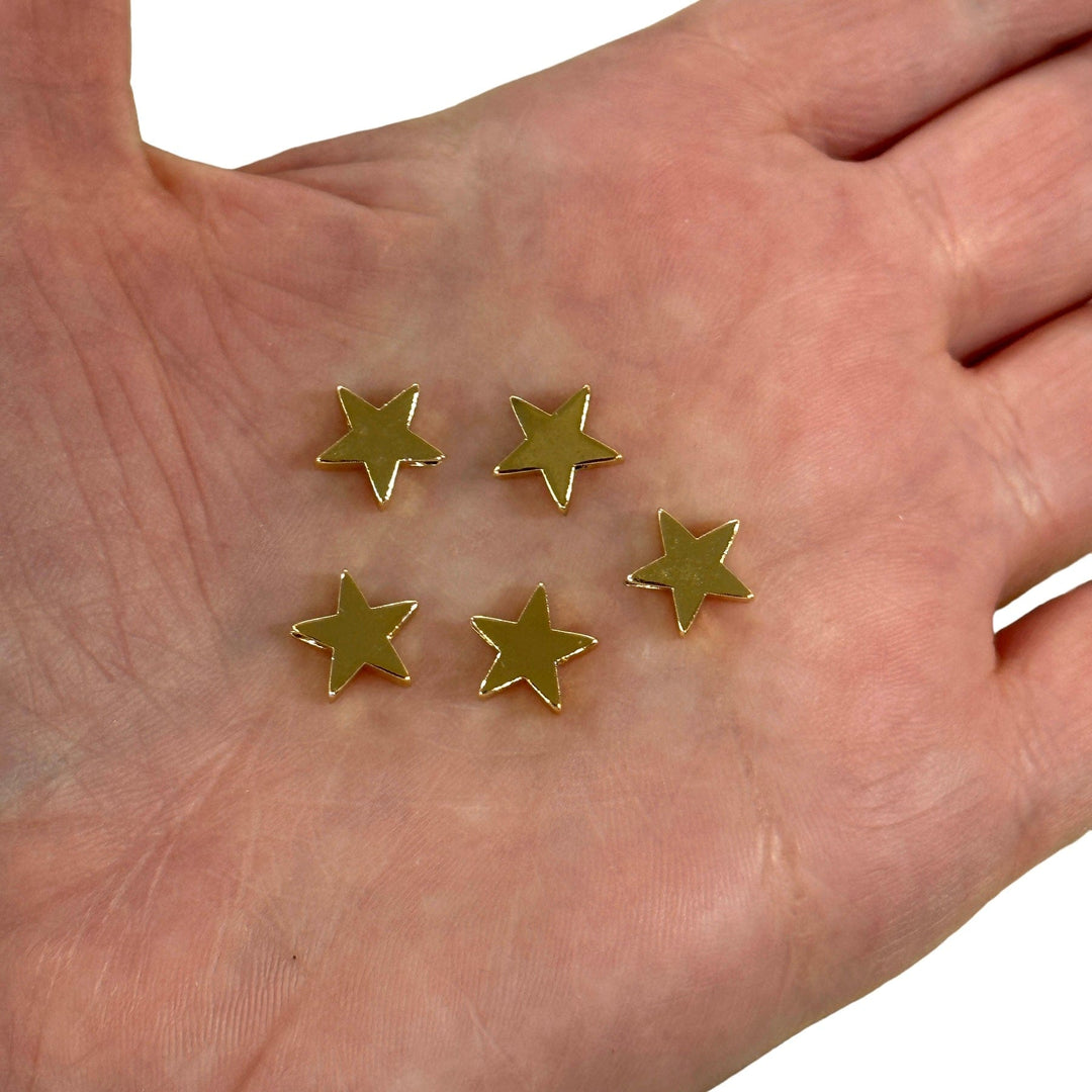 24Kt Gold Plated Star Spacer Charms, 10mm Gold Star Charms, 5 pcs in a pack