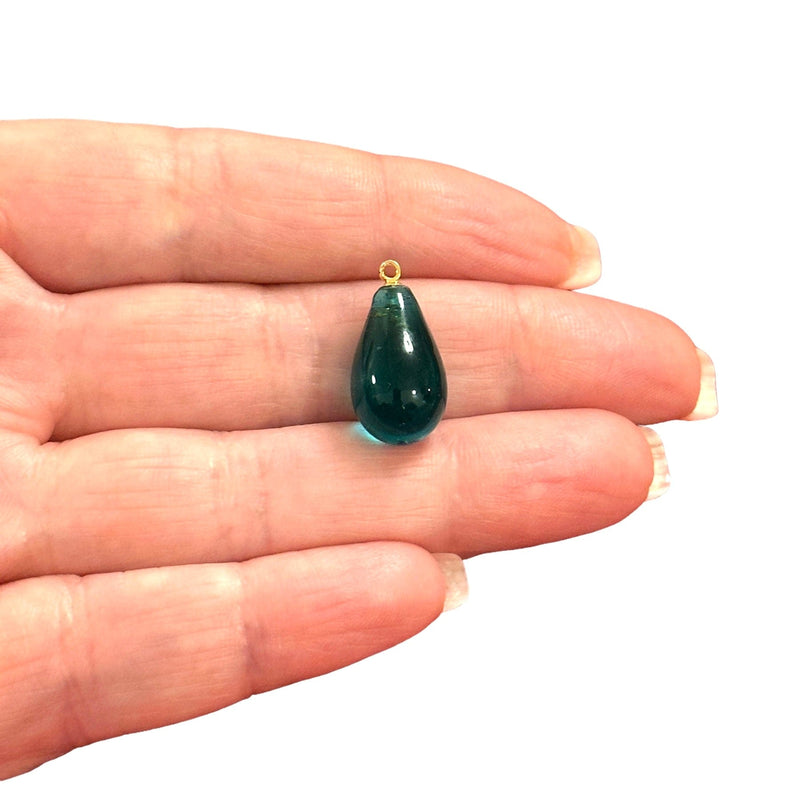 Hand Made Murano Glass Drop Charm With 24Kt Gold Plated Pin