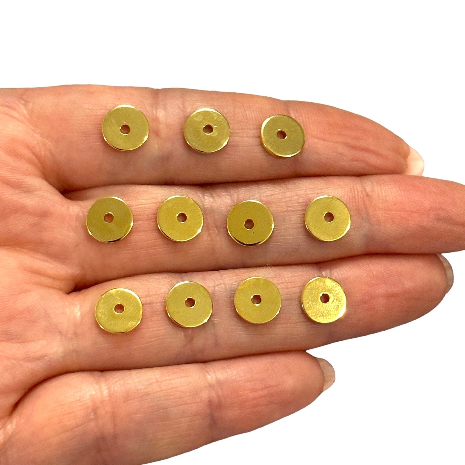 24Kt Gold Plated 6mm Rondelle Spacers, 10 pcs in a pack