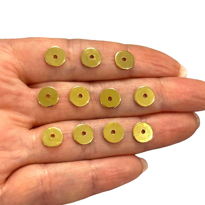 24Kt Gold Plated 8mm Rondelle Spacers, 10 pcs in a pack