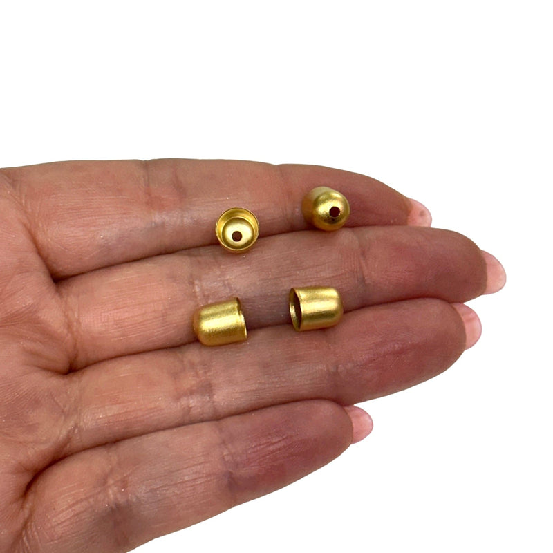 24Kt Matte Gold Plated Bead Caps, Gold Plated Tassel Caps 4 pcs in a pack