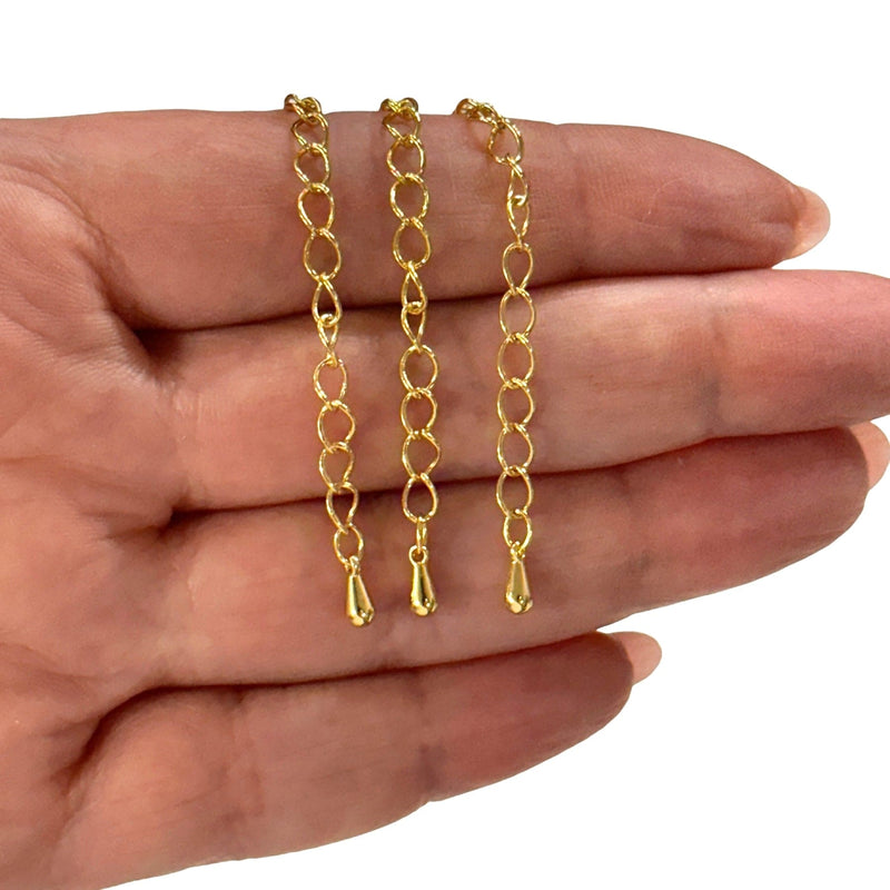 Gold Plated 3 Inch Chain Extender With Drop Charm