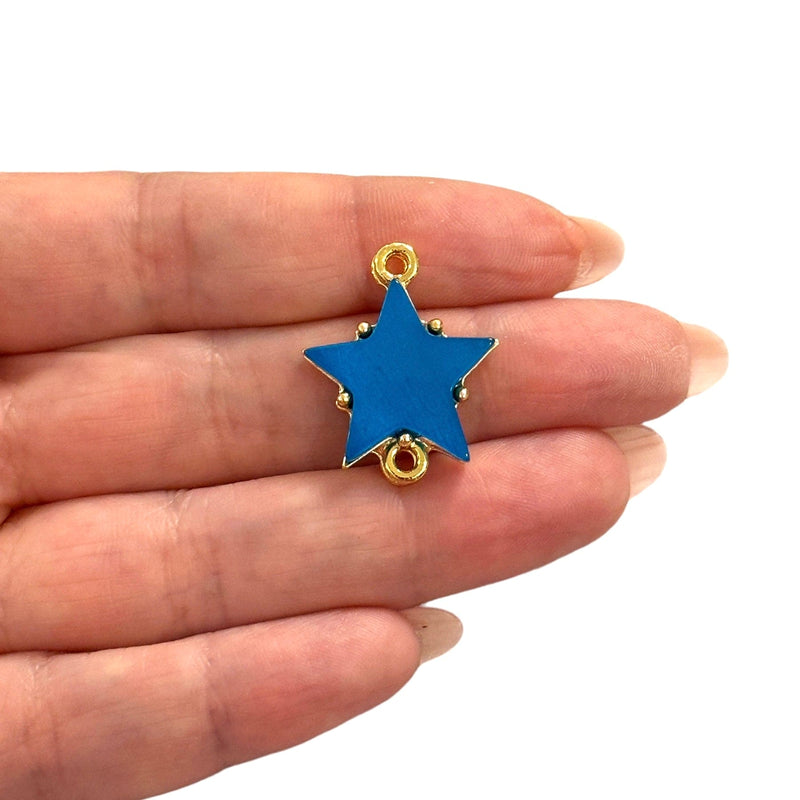 24Kt Gold Plated Brass&Hand Made Resin Star Double Loop Connector Charm