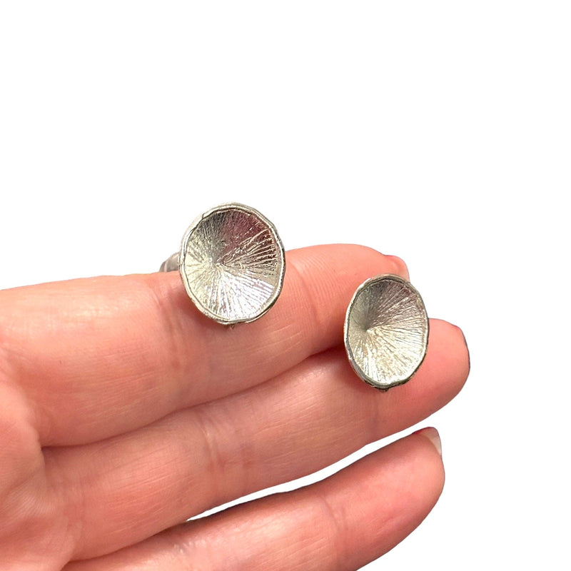 Rhodium Plated Brass Stud Earrings, 2 pcs in a pack,