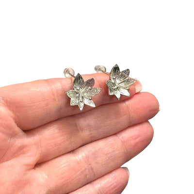 Rhodium Plated Brass Stud Earrings, 2 pcs in a pack,