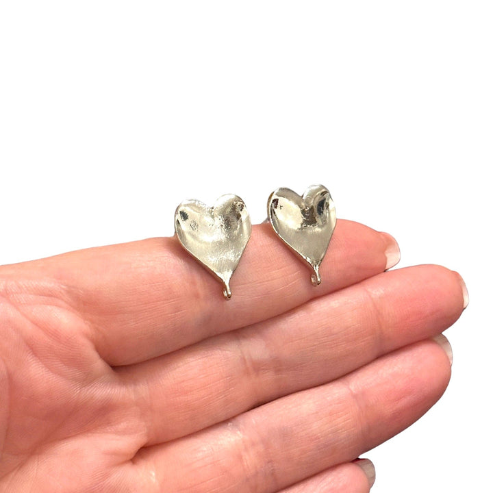 Rhodium Plated Brass Stud Earrings, 2 pcs in a pack,