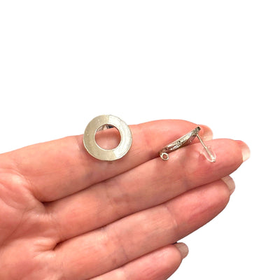 Boucles d'oreilles à tige en laiton émaillé ivoire plaqué rhodium, 2 pièces dans un paquet,