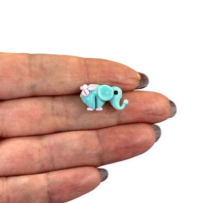 Hand Made Murano Glass Elephant Charm, Horizontal Hole Murano Glass Elephant Charm