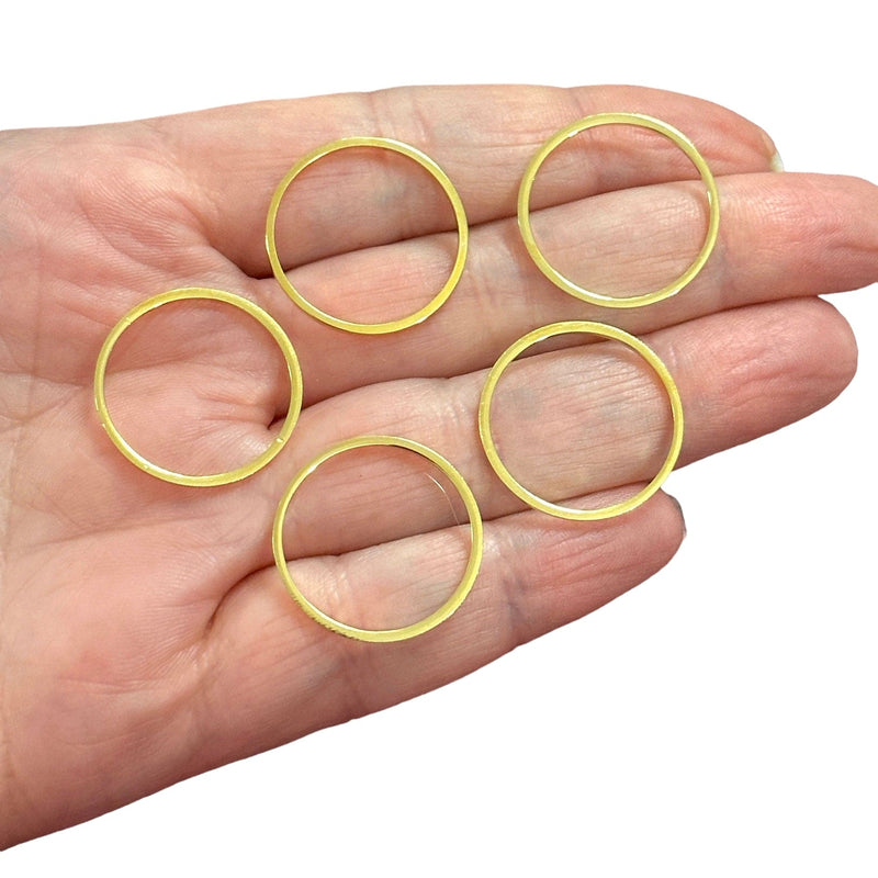 24Kt Gold Plated 22mm Connector Rings, 22mm Closed Gold Rings, 5 pcs in a pack