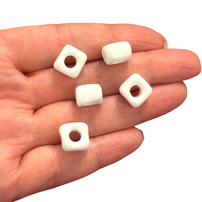 Hand Made Murano Glass Square Beads With 5mm Holes, 5 pcs in a pack