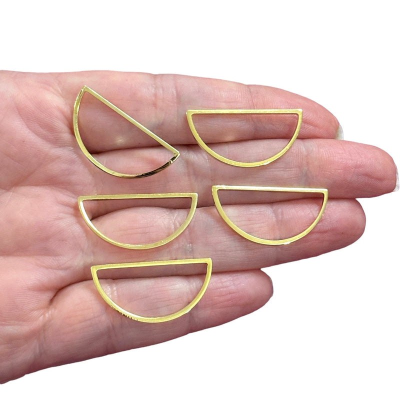 Charmes demi-cercle plaqués or 24 carats 28x14 mm, charmes demi-cercle ovales en or, 5 pièces dans un paquet