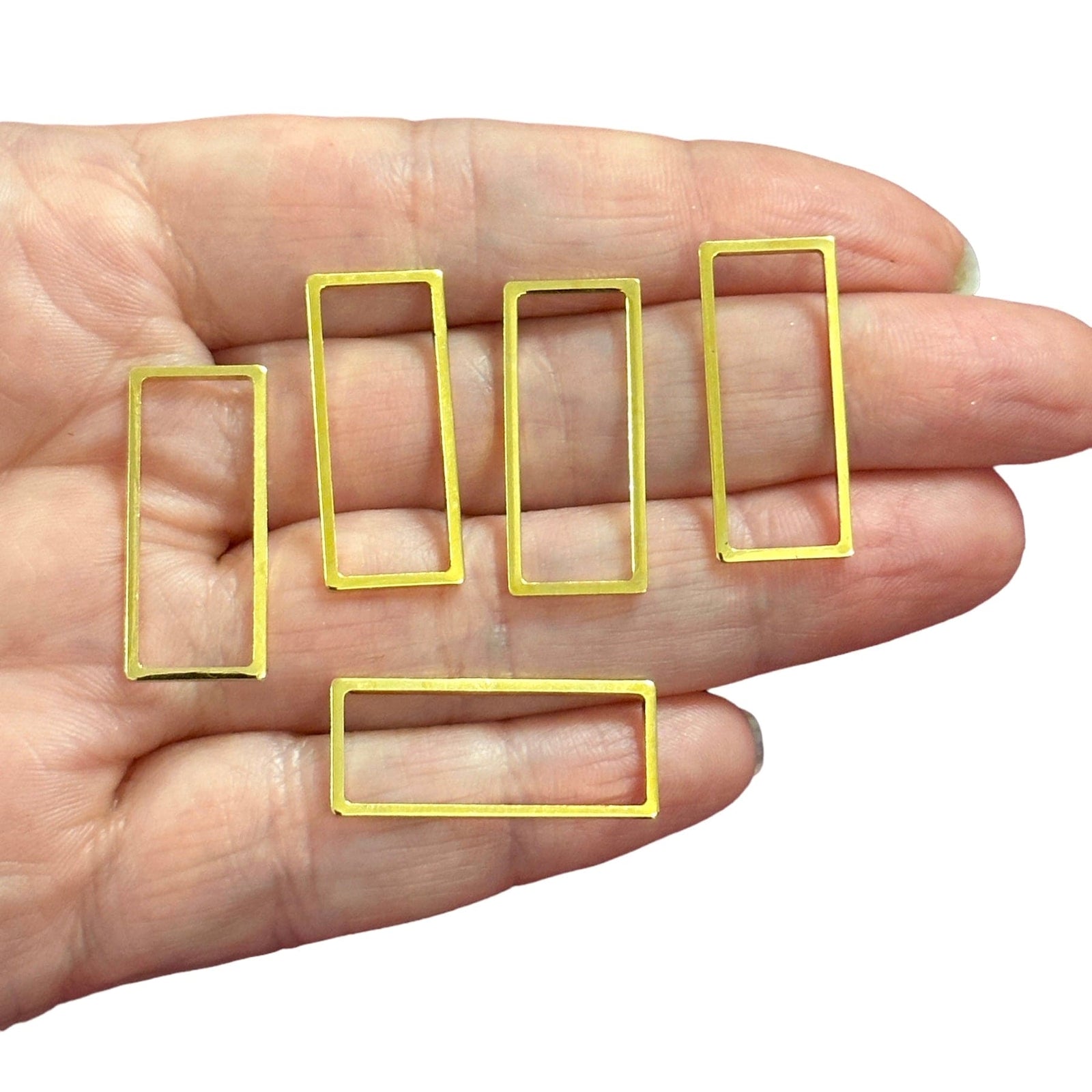 24Kt Gold Plated 26x12mm Rectangle Charms, Gold Rectangle Connector Charms, 5 pcs in a pack