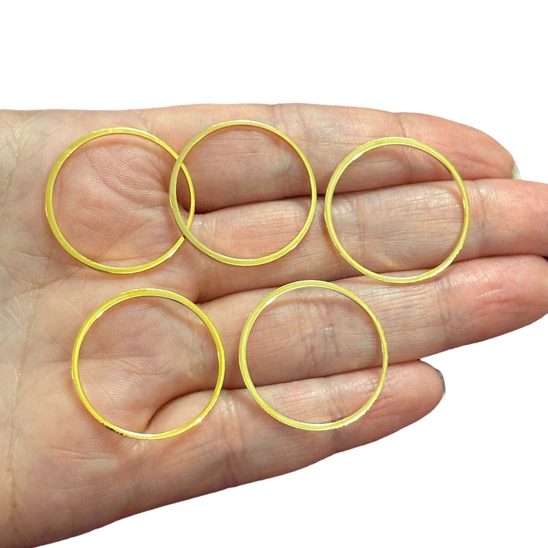 24Kt Gold Plated 26mm Connector Rings, 26mm Closed Gold Rings, 5 pcs in a pack